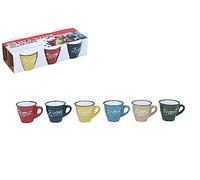 Pratesi Pack de 6 Tazas CAFÉ 100ML Culo. GRES DM6,5XH6, Acero Inoxidable 18/8, Multicolor, One Size
