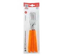 Pratesi Pack de 6 Tenedores Feliz Naranja, Acero Inoxidable 18/8, Multicolor, One Size, 6