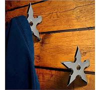 PRATIQUE Paquete de 2 ganchos Ninja para colgar en la pared, diseño de estrella de dardos, de acero inoxidable, para ropa, sombreros (Ninja de acero)
