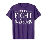 Pray Fight Believe Pancreatic Cancer Concientización Cristiano Camiseta