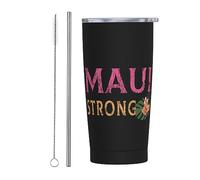 Pray For Maui Hawaii Vaso fuerte con tapa y pajita de acero inoxidable de 20 oz con aislamiento al vacío, tazas de café reutilizables, taza de viaje