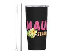 Pray For Maui Hawaii Vaso fuerte con tapa y pajita de acero inoxidable de 20 oz con aislamiento al vacío, tazas de café reutilizables, taza de viaje