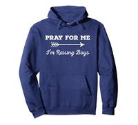Pray For Me I'm Raising Boys Parenting Humor Mother Father Sudadera con Capucha, Unisex para Adultos, Azul Marino, L