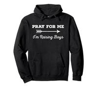 Pray For Me I'm Raising Boys Parenting Humor Mother Father Sudadera con Capucha, Unisex para Adultos, Negro, XL