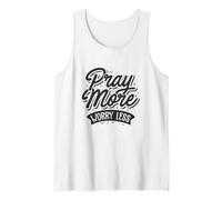Pray More Less Worry Declaración Inspirando la Fe Cristiana Camiseta sin Mangas