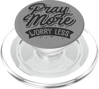 Pray More Less Worry Declaración Inspirando la Fe Cristiana PopSockets PopGrip para MagSafe