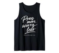 Pray More Worry Less Biblia Versículo Fe Escritura Filipenses Camiseta sin Mangas
