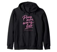 Pray More Worry Less Biblia Versículo Fe Escritura Filipenses Sudadera con Capucha
