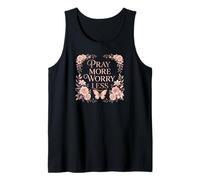 Pray More Worry Less Butterfly Floral Christian Faith Camiseta sin Mangas
