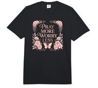 Pray More Worry Less Butterfly Floral Christian Faith Comfort Colors Adult Heavyweight T-Shirt
