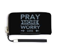 Pray More Worry Less - Cartera de piel con correa para la muñeca para hombres y mujeres, Estilo:, 20.0*10.5cm