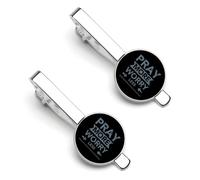 Pray More Worry Less - Pinzas de corbata para hombre, para corbata, para regalos de boda, negocios, 5,5 x 2,2 cm, 5.5x2.2cm, aleación, No es una piedra preciosa