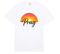 Pray Sunset Inspirational Religious Christian Faith Comfort Colors Adult Heavyweight T-Shirt