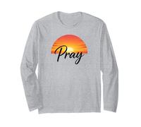 Pray Sunset Inspirational Religious Christian Faith Manga Larga