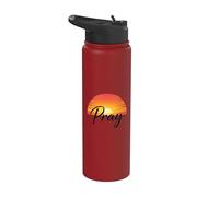 Pray Sunset Inspirational Religious Christian Faith Stainless Steel Insulated Water Bottle