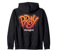 Pray Through It - Vintage Diciendo fe Cristiana Sudadera con Capucha
