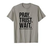 Pray Trust Wait Verso de la Biblia Cristiano Camiseta