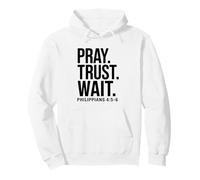 Pray Trust Wait Verso de la Biblia Cristiano Sudadera con Capucha