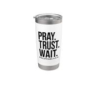Pray Trust Wait Verso de la Biblia Cristiano Vaso térmico de acero inoxidable de doble pared