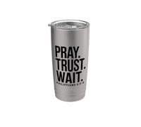 Pray Trust Wait Verso de la Biblia Cristiano Vaso térmico de acero inoxidable de doble pared