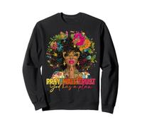 Pray Wait Confía en Dios Plan Jesús Cristiano Mujer Negra Afro Sudadera