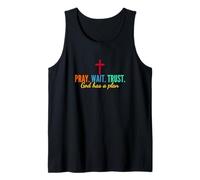 Pray Wait Confía en Dios Tiene Un Plan Biblia Cristiano Diciendo Jesús Camiseta sin Mangas