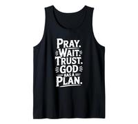 Pray Wait Confía en Que Dios Tiene un Plan Inspirador Camiseta sin Mangas