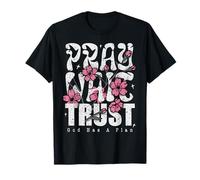 Pray Wait Confía en Que Dios Tiene un Plan La fe Cristiana Camiseta