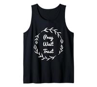 Pray Wait Trust Cool Christian T-Shirt Escritura Regalo Mujeres Camiseta sin Mangas