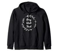 Pray Wait Trust Cool Christian T-Shirt Escritura Regalo Mujeres Sudadera con Capucha