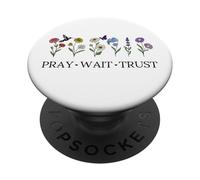 Pray Wait Trust in The Lord God Has a Plan Christian Faith PopSockets PopGrip Adhesivo