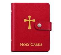 Prayer Card Holder for Catholic Holy Cards, Faux Leather Religious Card Organizer with Snap Closure, Portable Keepsake Album Holds Up to 40 Cards (#C)