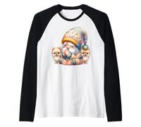 Prayer Gnome Dog Grandpa For Christians Cute Pomeranian Camiseta Manga Raglan