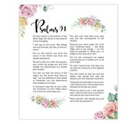 Prayer Room Decor - Psalm 91 Bible Verse Wall Art with Uplifting God Quotes for Christian Home, Office, Bedroom (Framed,12x18inch(30x45cm))