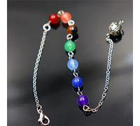 Prayer Stone Yoga Jewelry Link Chain Bracelet 7 Chakra Point Balance & Lobster Clasp Hook Pendulum Chain