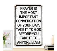 Prayer Wall Art, Metal Poster Decoration, Religious Wall Decor with Scripture Design, Home Office Church Corner Display, Women Men Faith Room Accenent, Inspirational Walls Hanging for Prayer Space