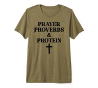 Prayer Warrior Proverbs & Protein Shakes Jesus Weights Faith Camiseta Premium