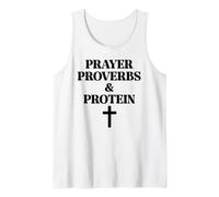 Prayer Warrior Proverbs & Protein Shakes Jesus Weights Faith Camiseta sin Mangas