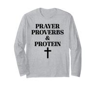 Prayer Warrior Proverbs & Protein Shakes Jesus Weights Faith Manga Larga