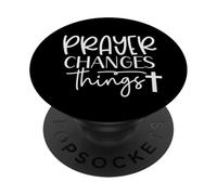 Prayer Warrior tee La oración de la fe Cristiana Cambia Las Cosas PopSockets PopGrip Adhesivo