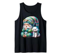 Praying Dog Dad Christian Gnome For Dog Mom With Toy Poodle Camiseta sin Mangas