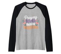 Praying Mama Raising Warriors Faith Maternidad Madre ---- Camiseta Manga Raglan