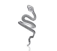 PRAYMOS Anillo de serpiente de plata de ley 925, anillos ajustables, bohemio, anillo de serpiente, banda apilable, punk, para mujeres, hombres, unisex, joyas de Halloween, 8, Plata, Zirconia cúbica