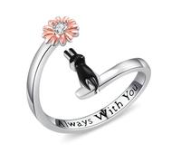praymos Anillos de plata de ley 925 con diseño de tortuga, hipoalergénicos, ajustables, para mujeres y niñas, regalo de cumpleaños, 8, Plata de ley, Ópalo sintético