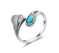 praymos Anillos de plata de ley 925 con diseño de tortuga, hipoalergénicos, ajustables, para mujeres y niñas, regalo de cumpleaños, 8, Plata de ley, Ópalo sintético