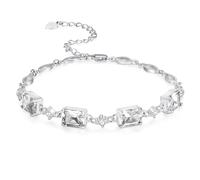 PRAYMOS Pulseras de plata de ley con piedra natal de abril para mujeres, madres, abuelas, pulseras de baguette, piedras de nacimiento, joyas, regalos, circonio