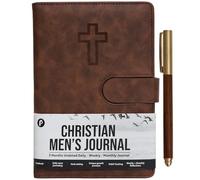 Prazoli - Diario de oración bíblica cristiana de cuero para hombres, cuaderno de estudio de las Escrituras y planificador diario devocional sin fecha | Regalos religiosos de fe de Jesús para