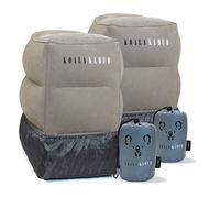 Prazoli Products Koala Kloud - Reposapiés de viaje de 3 alturas, paquete de 2, almohada inflable gris, reposapiés de avión para vuelos, reposapiés de asiento de coche, cama de avión para niños