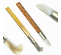 PRAZTECH® Combo de 2 piezas de piedra natural 100% ágata, herramienta de pulido para joyeros, llama de hockey y bordes de cuchillo, arcilla metálica, aplicar tono dorado y plateado, fácil de usar para