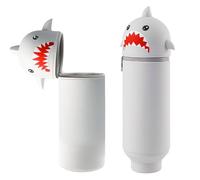 PRBUEHI Tiburón Silicona Estuche Telescópica Estuche para Lápices Silicona Kawaii Estuche Escolar de Silicona Blanda 2 en 1 Escolar para Niños y Niñas (Gris)